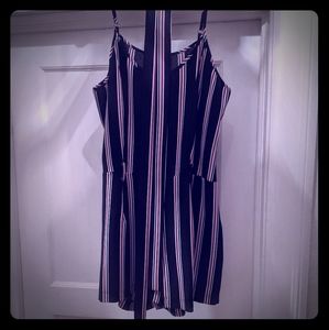 Striped romper with belt